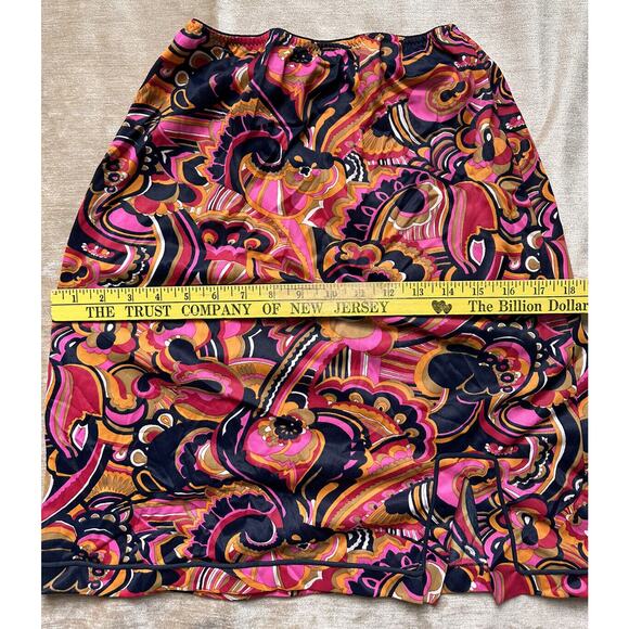 Vintage Hollywood Vasserette Skirt Slip Sz S Paisley Pink Blue Pattern Floral - Picture 7 of 11